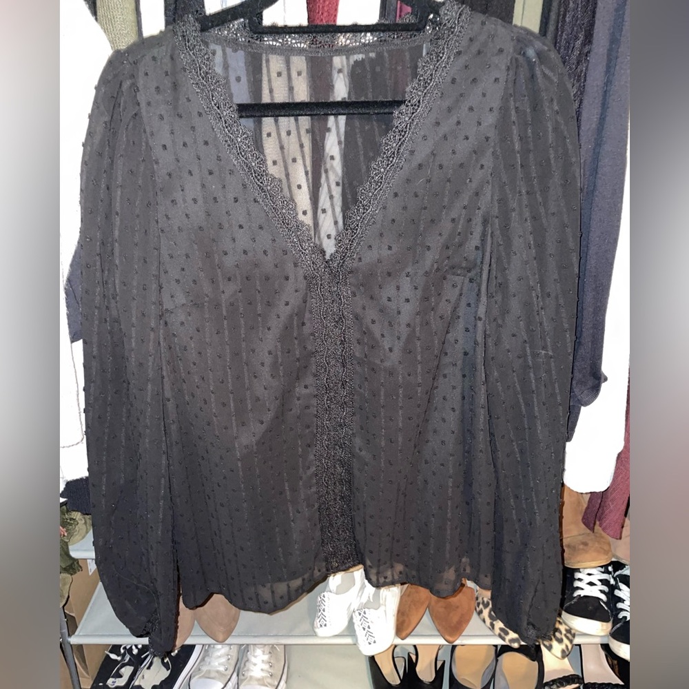 Shein Swiss dot lace blouse
